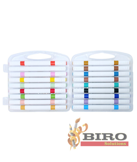 Marker Acrilic cu vârf dublu, 18 culori, cutie plastic, ML49-8